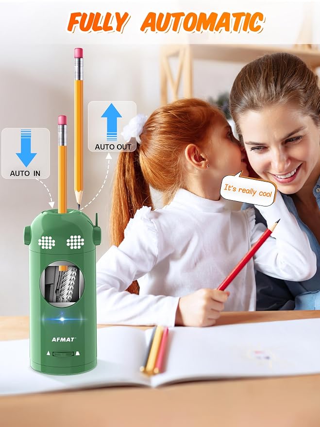 AFMAT Electric Pencil Sharpener Fully Automatic, Colored Pencil Sharpeners - Image 2