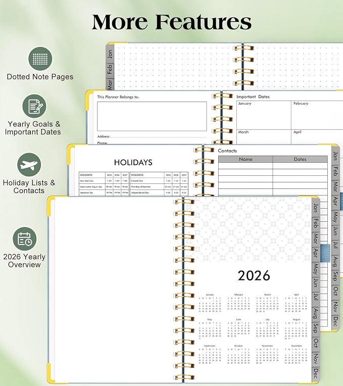 2026 Planner, Hardcover Leather Weekly and Monthly Planner, January 2026 - Image 6