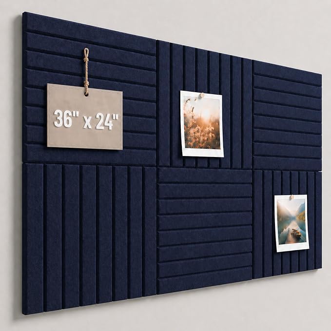 Stripe Felt Bulletin Board Tiles, Cork Board Alternative 24 x 36 in | 0.35 in by CreateYourIdealSpace