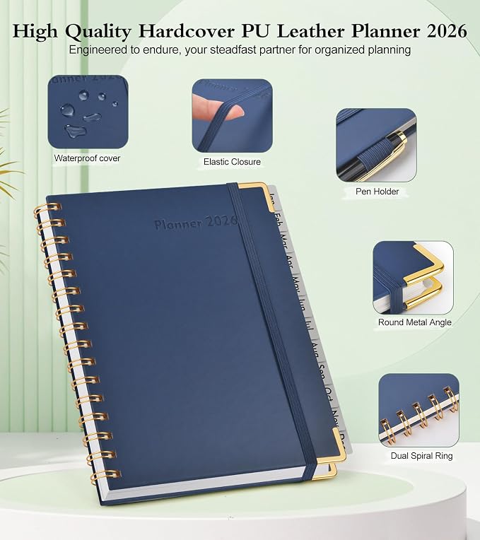 2026 Planner, Hardcover Leather Weekly and Monthly Planner, January 2026 - Image 4