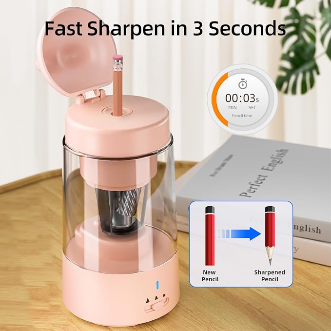 Zmol Electric Pencil Sharpeners, Auto in & Out，Fully Automatic Rechargeable - Image 6