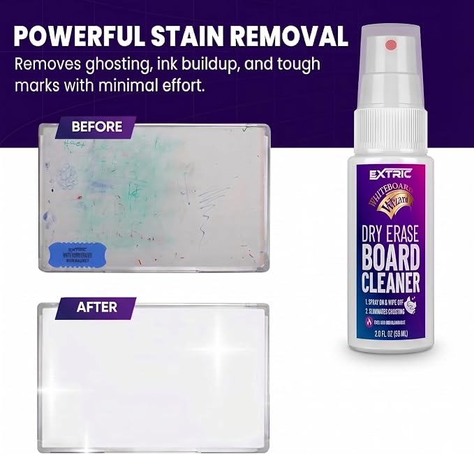 EXTRIC Dry Erase Markers Chisel Tip Set 4 Whiteboard Markers and cleaner - Image 6