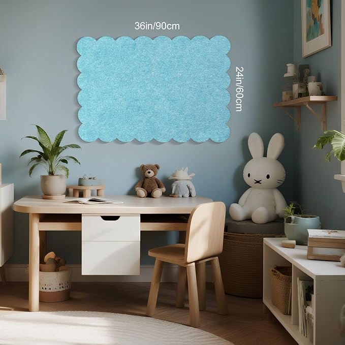 Lightomorrow Scalloped Bulletin Board, 36 x 24 Inches Felt Pin Board - Image 3