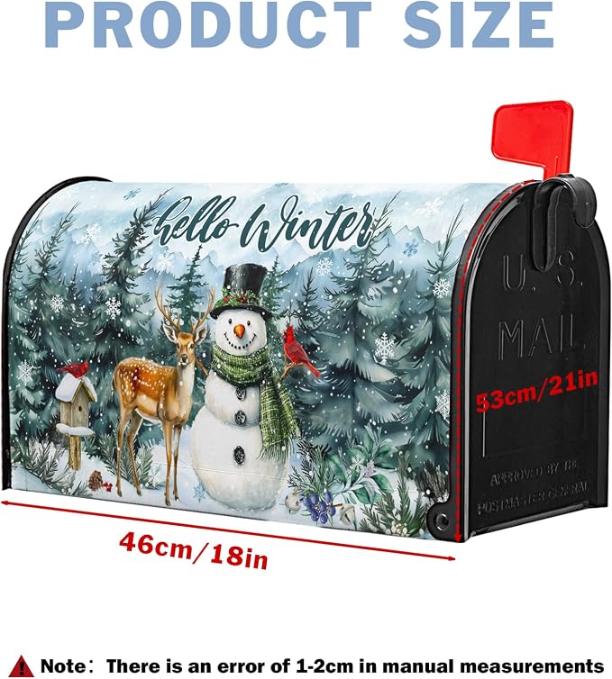 Hello Winter Snowman Mailbox Covers Magnetic Christmas Snow Xmas Mailbox Cover - Image 3