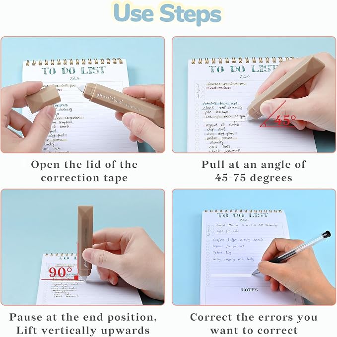 Temiary 5 Pcs White Correction Tapes, Aesthetic Correction Tape Pens Smooth - Image 4