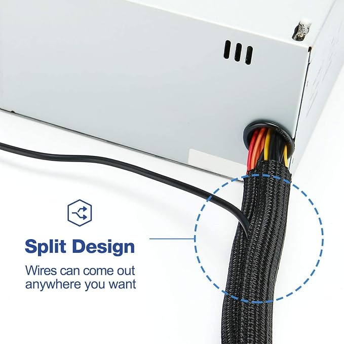 QCSIW 3/8" 50ft Braided Cable Sleeve Split Wire Loom Tubing – Expandable Cord - Image 7