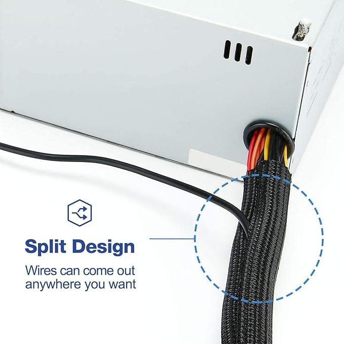 QCSIW 3/8"-25ft Cord Protector Wire Loom Tubing Split Sleeve Cable Sleeve - Image 7