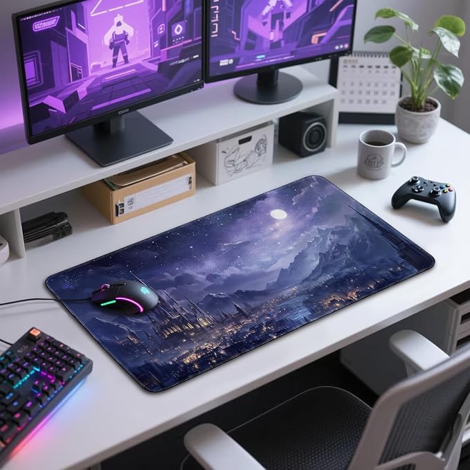 Fantasy Castle Night Scene Large Gaming Mouse Pad 31.5"x15.7"｜XXL Desk Mat - Image 7