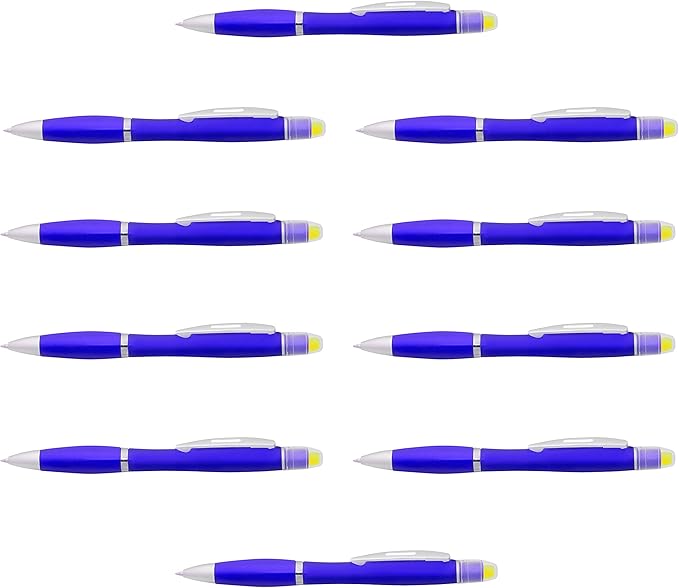 DISCOUNT PROMOS 10 Marathon Gel Highlighter Pens Pack - Twist Mechanism, Ballpoint - Blue-DeskLoop Office