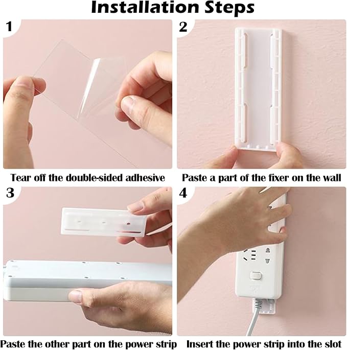 4 Pcs Power Strip Wall Mount, Self-Adhesive Punch-Free Socket Holder, Desktop - Image 5