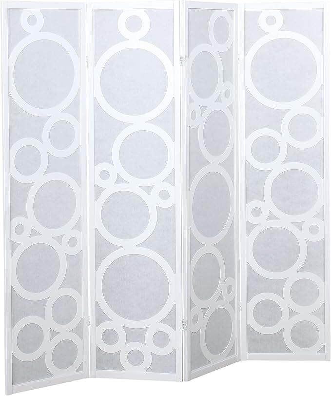 NicBex Room Divider 4 Panel Room Dividers with Circle Pattern Partition Room Dividers and Folding Privacy Screens Wall Divider for Home, Office, Room Separation,70" W x 1" D x 70" H, White-DeskLoop Office