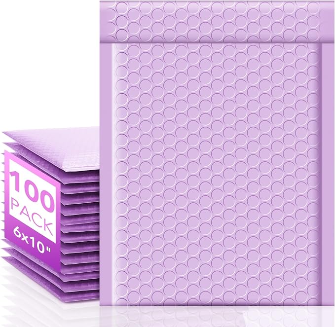 Fuxury Bubble Mailers 6x10" 100 Pack Small Bubble Shipping Envelopes Usable by Fuxury