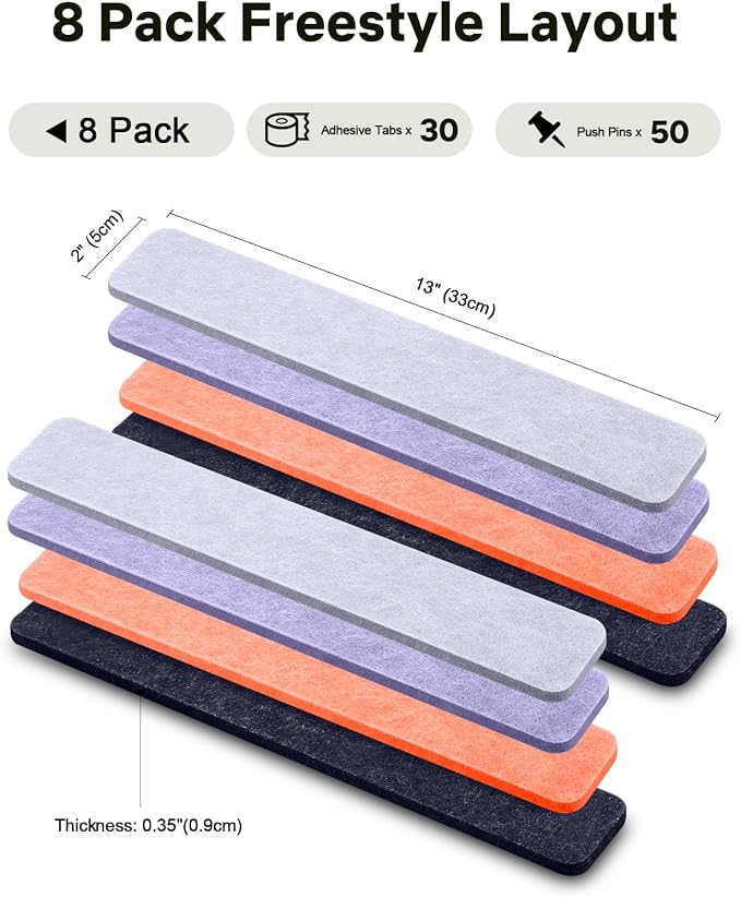 Small Cork Bulletin Board Tiles, Felt Wall Decor and Office Desk Accessories - Image 2