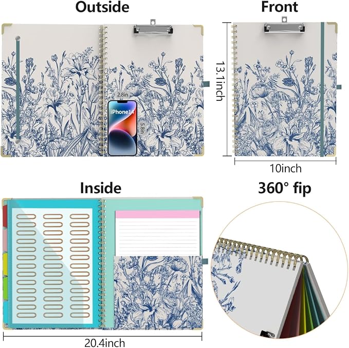 Clipboard Folio with Storage 8.5 X 11 Padfolio Notebook, Clipboards with - Image 2