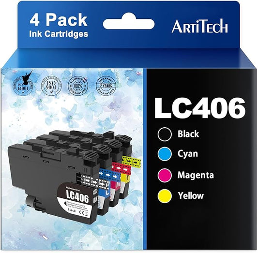 LC406 Ink Cartridges Compatible for Brother LC406 LC406XL Ink Cartridges Work for Brother MFC-J4335DW MFC-J4535DW MFC-J5855DW MFC-J6955DW MFC-J6555DW Ink (4 Pack)-DeskLoop Office