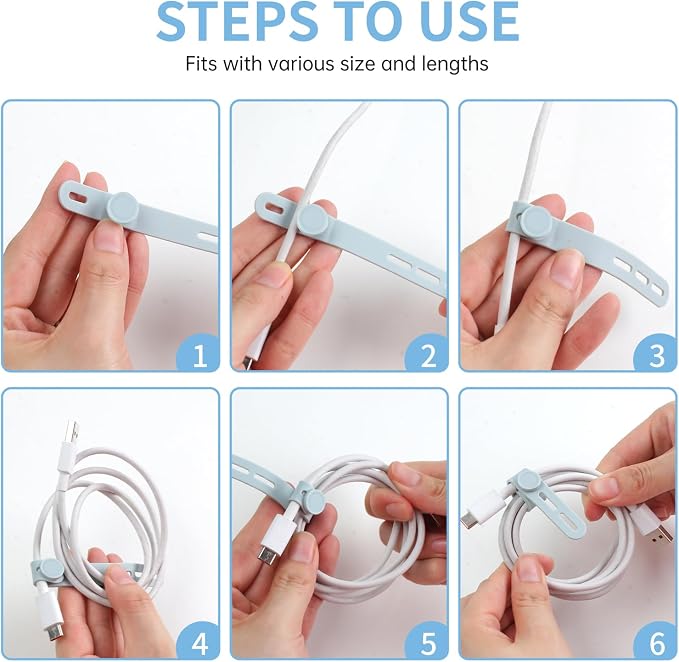 Oligei 25 Pcs Silicone Cable Ties, Cable Ties Reusable, High Elasticity Cord - Image 5