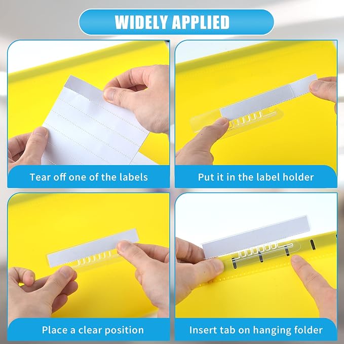100 Pieces 4 Inch Clear Hanging Folder Tabs Hanging File Folder Tabs Clear Tabs - Image 4