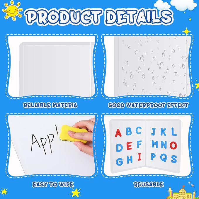 Motipuns 12 Pcs Folding Magnetic Dry Erase Activity Boards Foldable Magnetic - Image 3