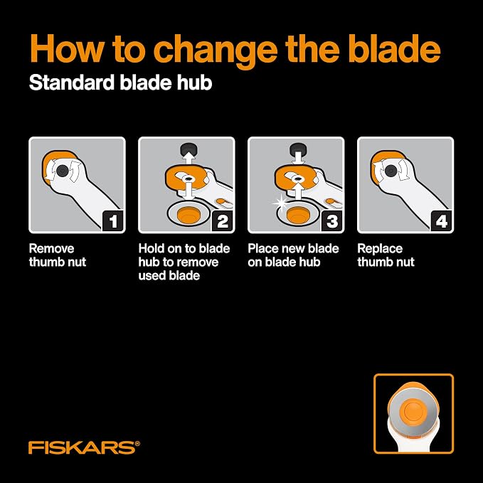Fiskars 45mm Rotary Cutter for Fabric, Premium Steel Stick Fabric Cutter Cuts - Image 6