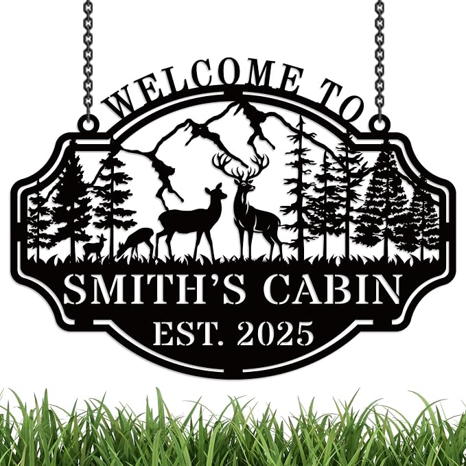 Personalized Deer Hunting Metal Cabin Sign, Custom Outdoor Hunting Decor by HZYCYYFC