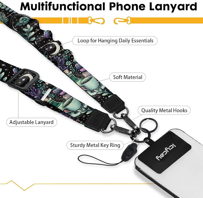 Icycay Phone Lanyard Crossbody, Gothic Skull Book Cell Phone Strap - Image 3