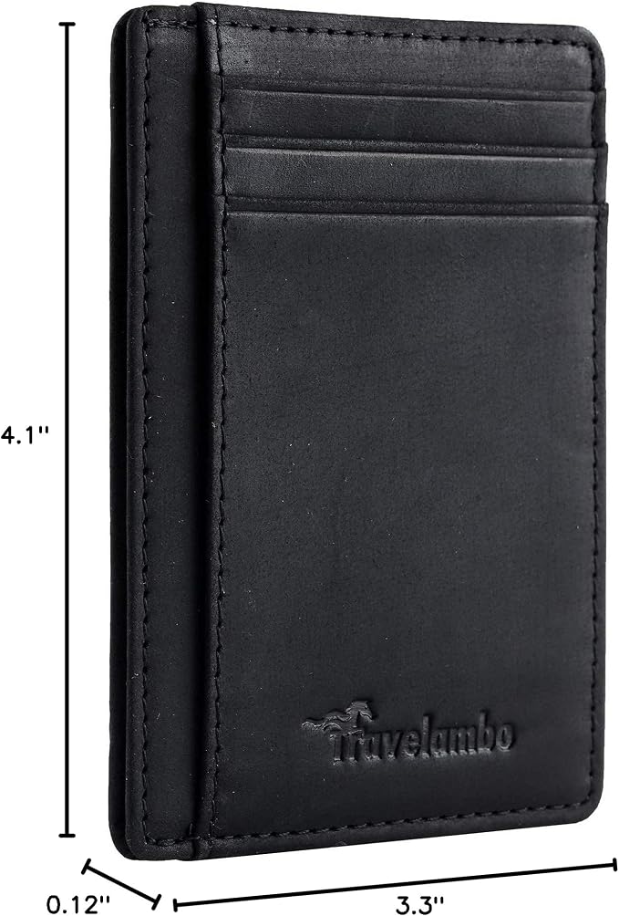 Travelambo Slim Wallet Front Pocket Minimalist Leather RFID Blocking Medium Size - Image 10