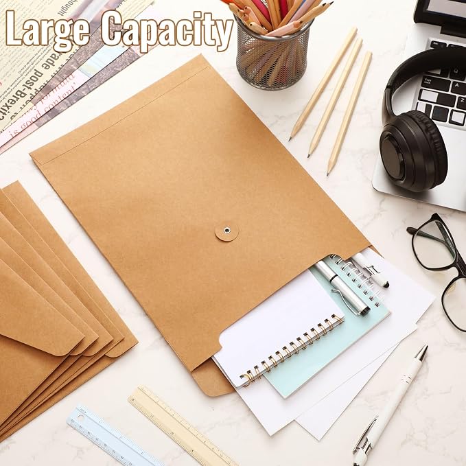 Feifeiya 10 Pack Kraft String Envelope File Folder Brown A4 Letter Size Brown - Image 3