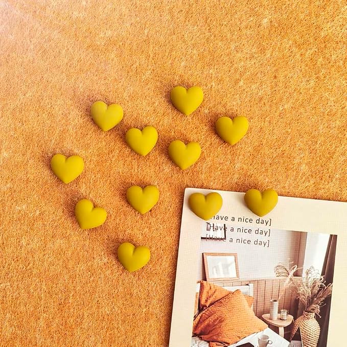 28pcs Decorative Heart Push Pins Yellow Thumb Tacks - Image 3