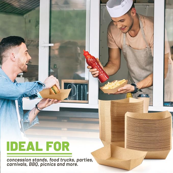 ZORRITA Paper Food Trays, 2 Lb, 200 Pack | Disposable, Take Out Basket Holders - Image 7