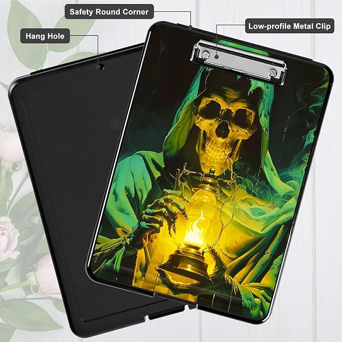 Green Skull Flame A4 Clipboard - Image 5