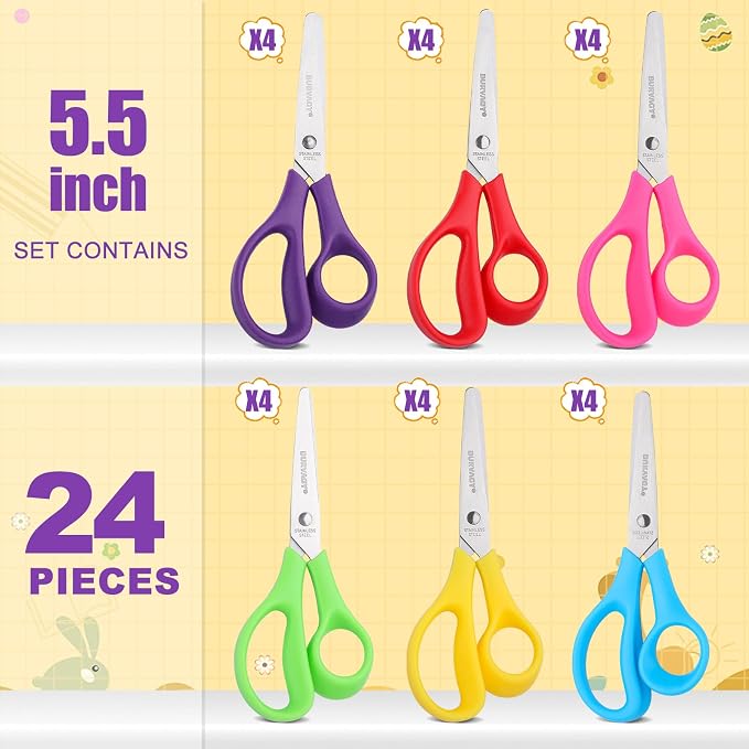 BURVAGY 24Pack 5.5" Safety Small School Kids Student Round Blunt Tip Craft - Image 2