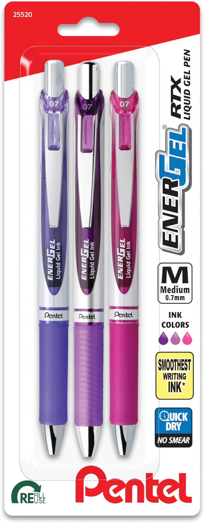 Pentel EnerGel RTX Retractable Liquid Gel Pen, Passion Hue by PentelofAmerica