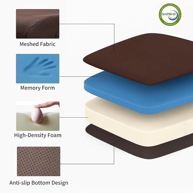 6" Extra Thick Memory Foam Office Chair Cushion – 2-Layer Booster Seat - Image 6