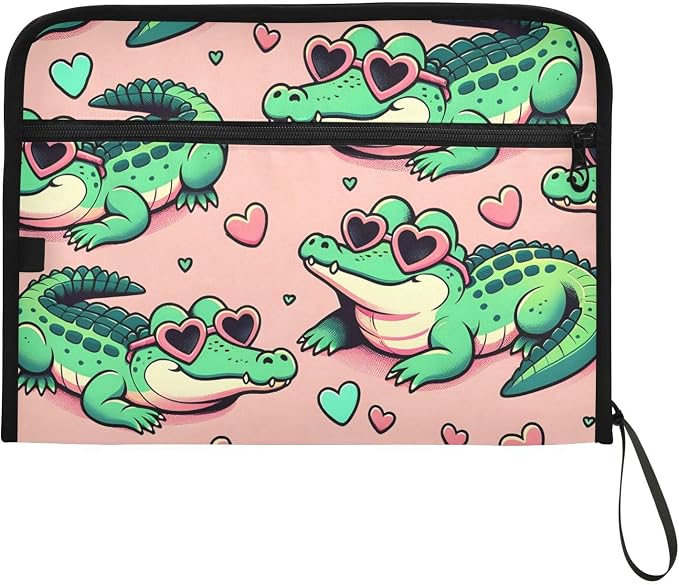 Expanding File Folder Alligator Crocodiles Pink Accordion File Organizer 13 - Image 7