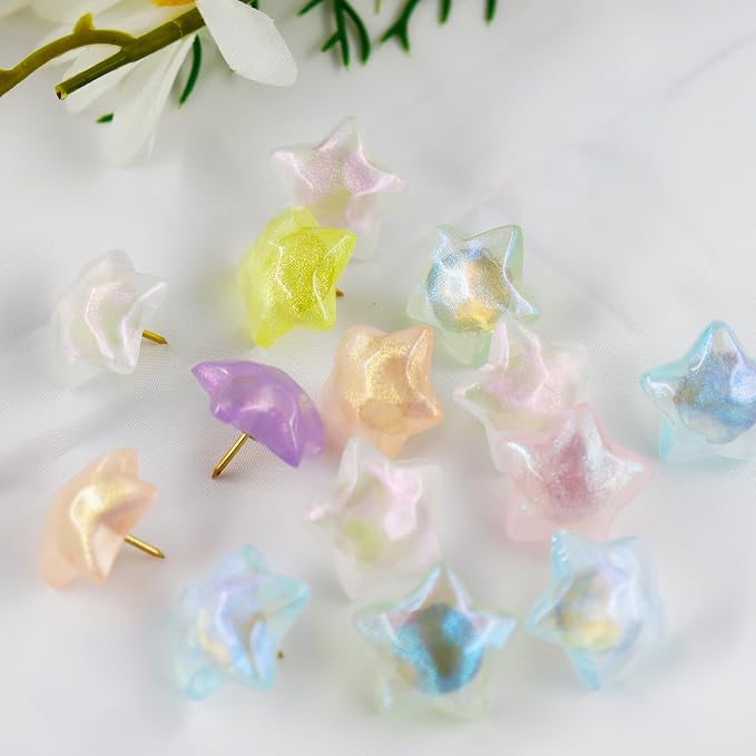30 Pack Glitter Decorative Push Pins, Aesthetic Resin Thumb Tacks - Image 4