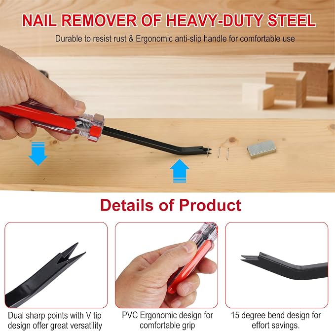 Staple Remover, Staple Puller, Upholstery Tools Staple Lifter, Double Prongs - Image 3