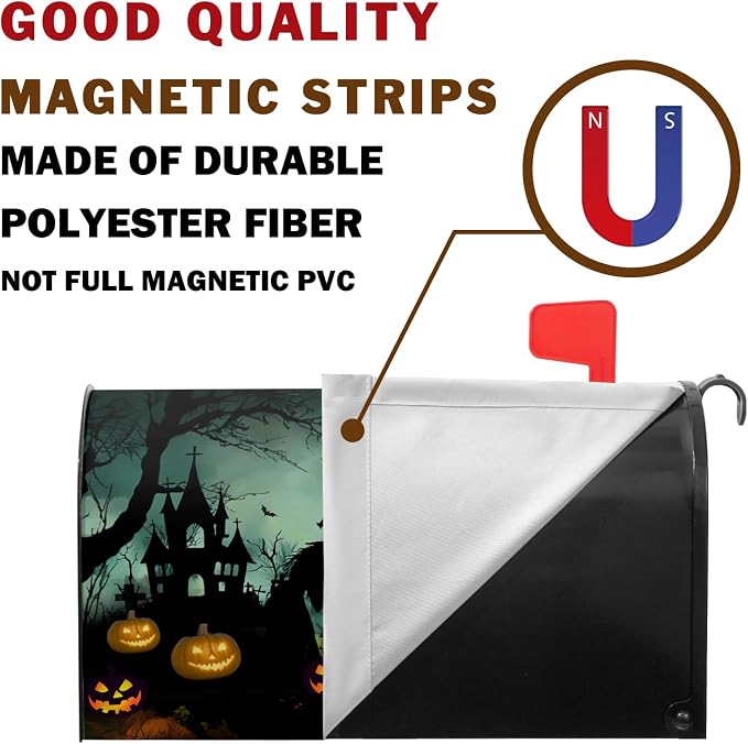 Halloween Witch Mailbox Covers Magnetic Castle Bat Fall Pumpkin Mailbox Cover - Image 4