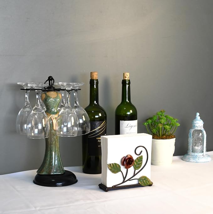 OwlGift Multicolor Napkin Holder – Rose Design Metal Napkin Storage - Image 4