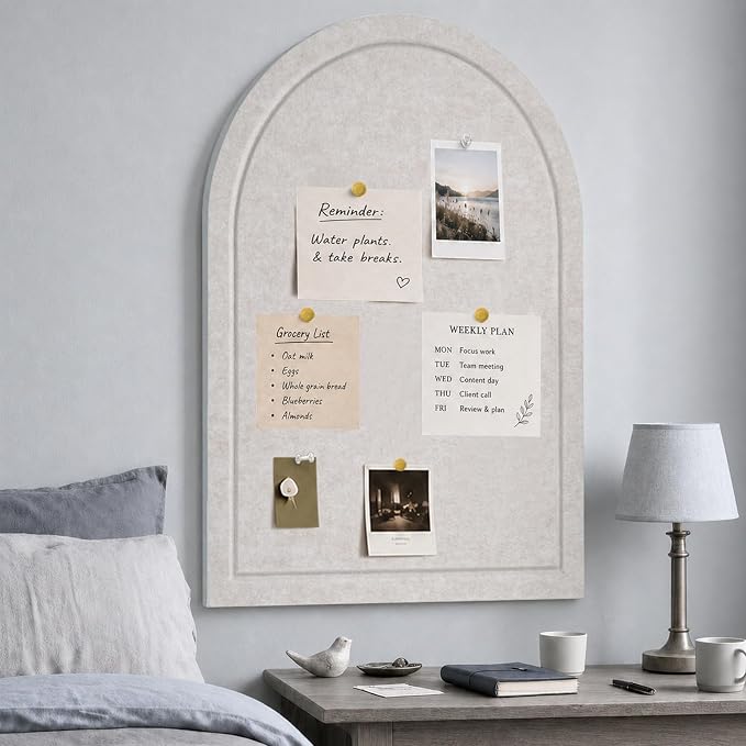 Arched Felt Bulletin Board, Sized 36" x 24" Cork Board Alternative Grooved Edge - Image 7