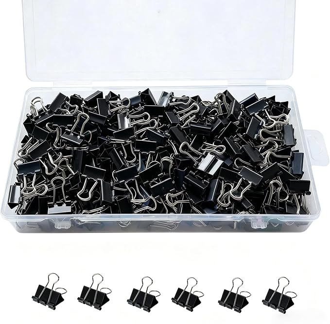 260Pcs Mini Binder Clips Black, 0.59 in/15mm Small Binder Paper Clips Office by Unknown