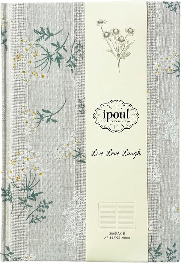 Floral Journal for women, Floret Printed Fabric Cloth Hardcover, 200 Pages by ipoul