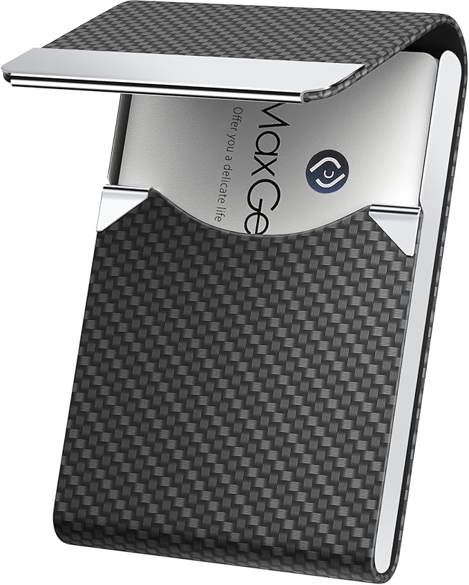 MaxGear Business Card Holder, PU Leather Business Card Case, Magnetic Closure by MaxGear