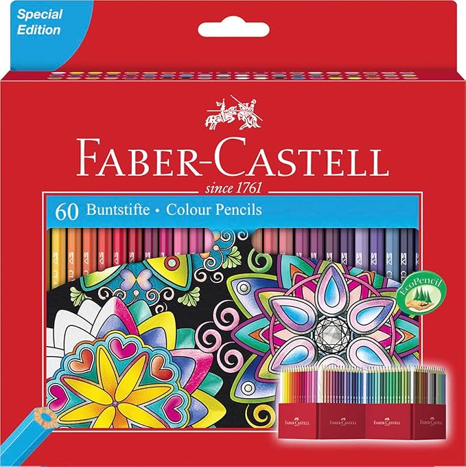 Faber-Castell Castle 111260 Colouring Pencils Set, 60 Pieces, Shatterproof by Faber-Castell