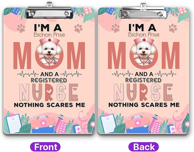 I'm a Bichon Frise Mom and a Registered Nurse Nothing Scares Me Acrylic - Image 2