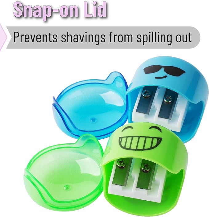 Mr. Pen- Pencil Sharpeners Manual, 24 Pack, Dual Hole, Smiley | Bulk Handheld - Image 4