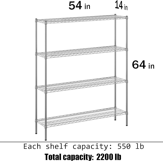 Regal Altair 14" Deep x 54" Wide x 64" Height Wire Shelving Kit | 4-Tier | NSF - Image 3