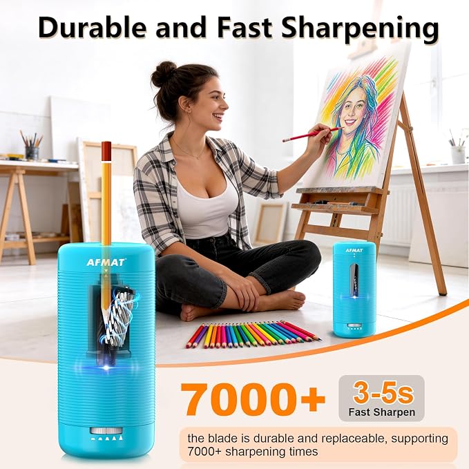 AFMAT Electric Pencil Sharpener, Fully Automatic Pencil Sharpener, Auto in & Out - Image 3