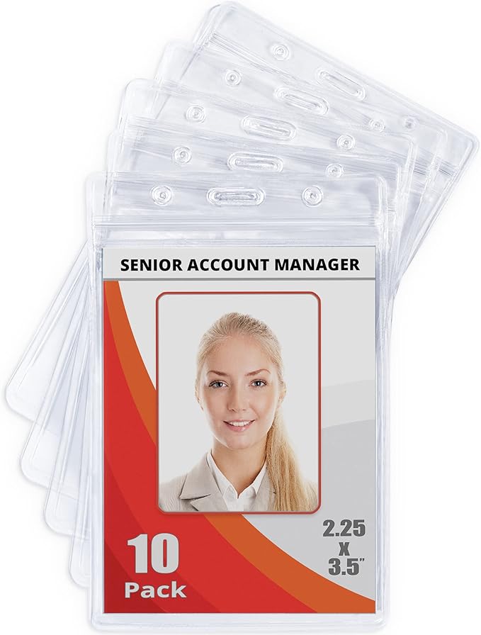 Mifflin-USA Plastic Waterproof ID Badge Holders, Vertical Hanging Name Card by MIFFLIN