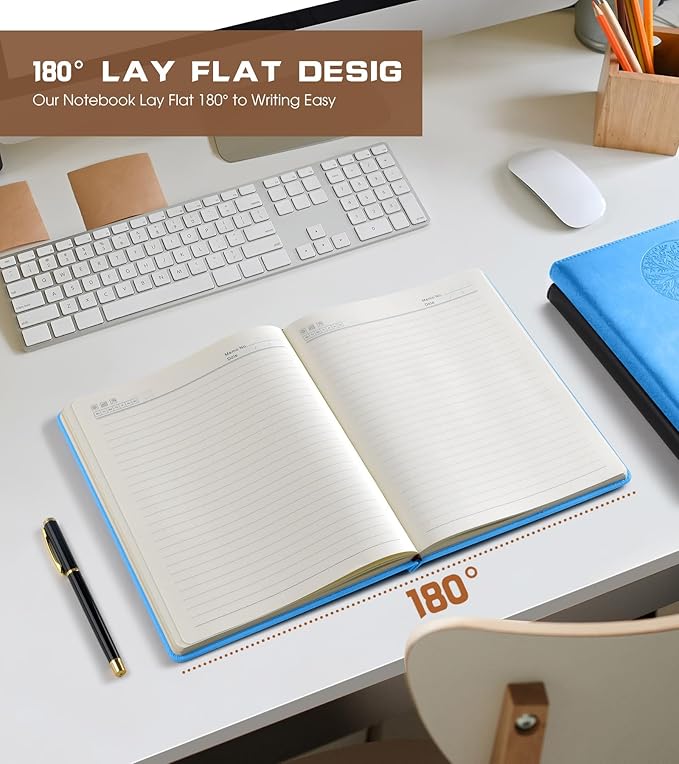 Lined Journal Notebook for Women Men,256 Pages B5 Large Hardcover Leather Journals for Writing,Travel,Business,Work,School,College Ruled Notebooks for Note Taking,Diary Notepad 7.8"×10.2"-DeskLoop Office