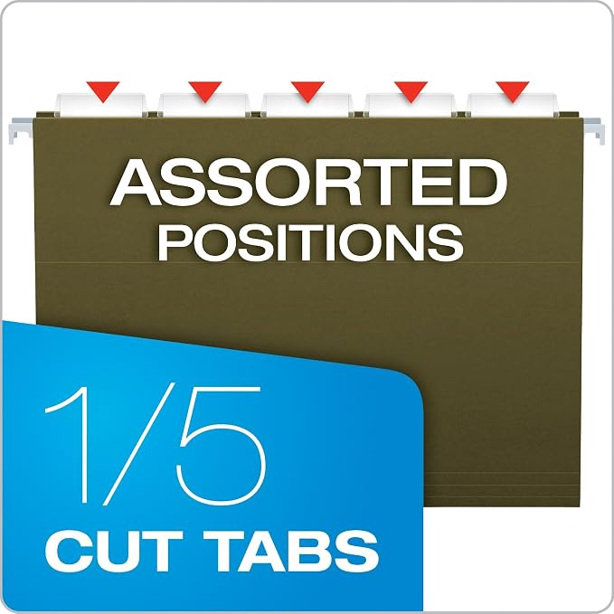 Pendaflex Recycled Hanging File Folders, 25 Pack, Letter Size, 5 Tab Positions - Image 4
